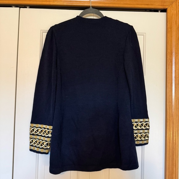 St John Santana Knit Navy Blue and Gold Jacket Size 4 - Picture 5 of 8